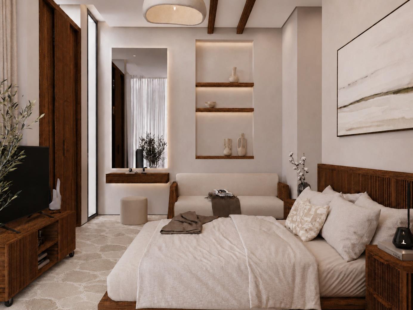 Villa Nautilus 222: suite with lounge seating — approved CO-LAB architectural visualisation