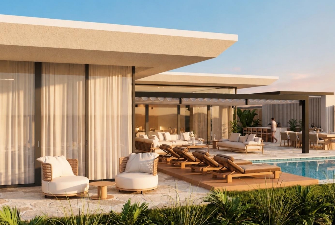 Villa Nautilus 222: contemporary villa exterior and sun deck — approved CO-LAB architectural visualisation
