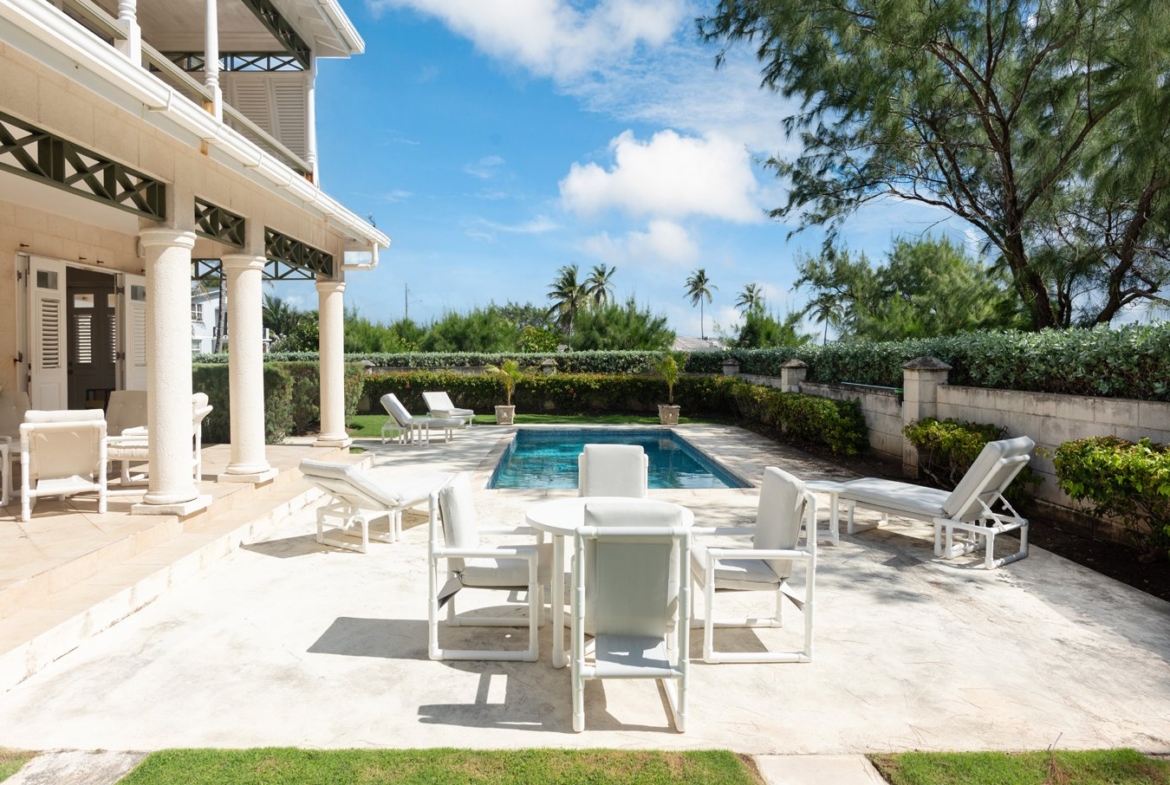 Belle Rive Barbados outdoor living area and tropical garden